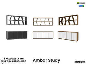 Sims 4 — kardofe_Ambar Study_Bookshelf by kardofe — Bookcase with doors at the bottom and shelves at the top, in three