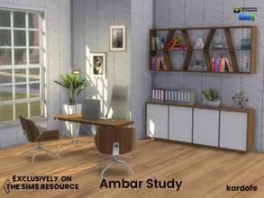 Sims 4 — kardofe Ambar Study by kardofe — Modern and minimalist design studio, with an original table with metal legs, a