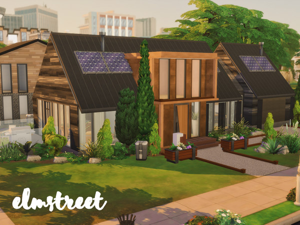 Sims 4 — ElmStreet | No CC by GenkaiHaretsu — Modern family house with eco vibes