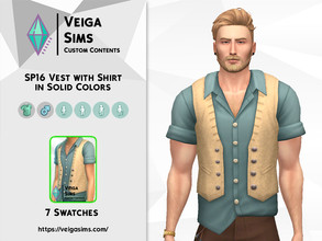 Sims 4 — SP16 Vest with Shirt in Solid Colors by David_Mtv2 — Available in 7 swatches for teen to elder. I removed the