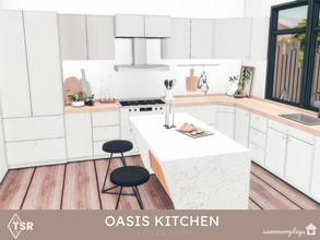 Sims 4 —  Oasis Kitchen - TSR CC Only by Summerr_Plays — Oasis kitchen is a modern-styled room. Check Required tab for