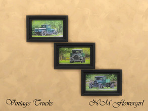 Sims 4 — Vintage Trucks by nmflowergirl — Three small wall art prints of vintage trucks for the car buff.