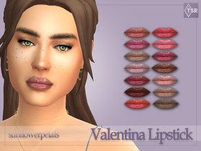 Sims 4 — Valentina Lipstick by SunflowerPetalsCC — A glossy-look lipstick in 14 pink and brown shades