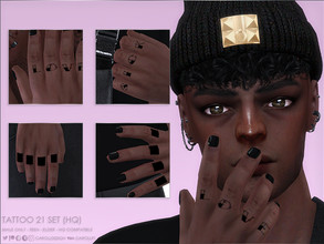 Sims 4 — Tattoo 21 Set (HQ) by Caroll912 — A 4-swatch (2 for each side) typography hand tattoos for right and left hand.