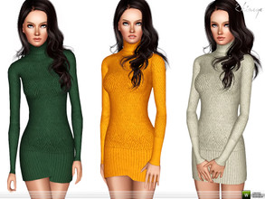 Sims 3 — Turtleneck Sweater Dress by ekinege — Sweater dress with turtleneck and long sleeves.
