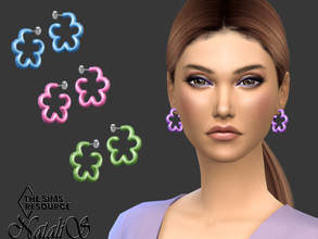 Sims 4 — Spring flower hoop earrings by Natalis — Spring flower resin hoop earrings. 7 color options. Female teen-elder.