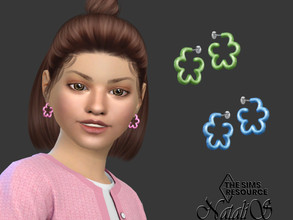 Sims 4 — Spring flower hoop earrings-child by Natalis — Spring flower hoop earrings. 7 color options. Female child. HQ