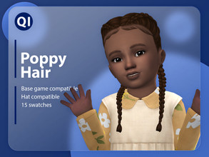 Sims 4 — Poppy Hair by qicc — Long pigtail French braids. - Maxis Match - Base game compatible - Hat compatible - Toddler