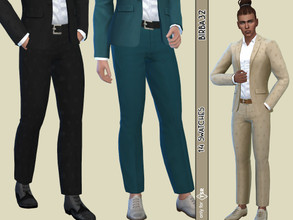 Sims 4 — Joe Trousers - Man by Birba32 — A suit for man with a silk white shirt and a light pattern that make your suit