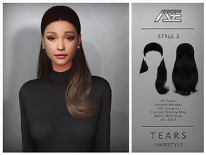 Sims 4 — Tears / Style 3 (Hairstyle) by Ade_Darma — Tears Hairstyle - Style 3 New Hair Mesh 47 Colors HQ Textures No