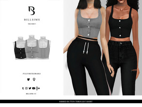 Sims 3 — Ribbed Button Through T-Shirt by Bill_Sims — This top features a ribbed material with a button down design and