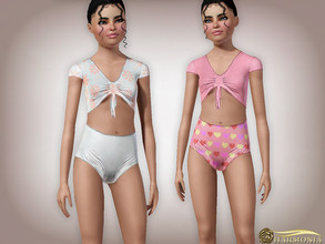 Sims 3 — TEEN ~ Top and Short PJ Set by Harmonia — 3 color. Recolorable Please do not use my textures. Please do not