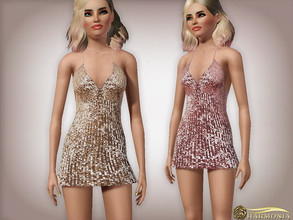 Sims 3 — V-Neck Slip Sequins Dress by Harmonia — 3 color. not- Recolorable Please do not use my textures. Please do not