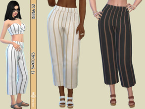 Sims 4 — Stripes Wide Pants by Birba32 — A set of 12 striped wide pants, for summer days.