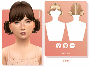 Sims 4 — Lullaby Hairstyle (Child Version) by Enriques4 — New Mesh 15 Swatches All Lods Base Game Compatible Child