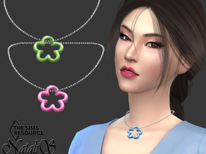 Sims 4 — Spring flower pendant necklace by Natalis — Spring flower pendant necklace. 7 color options. Female teen-elder.