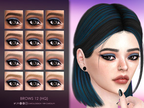 Sims 4 — Brows 12 (HQ) by Caroll912 — A 12-recolour, laminated-like brows in dark and light shades of black, grey, brown,