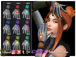 Sims 4 — CyFi - Robotic Arms Tattoo by EvilQuinzel — Set of robotic arms, one left and one right. - Tattoo category; -