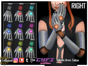 Sims 4 — CyFi - Robotic Arms Tattoo RIGHT by EvilQuinzel — Robotic arm, right one. - Tattoo category; - Female and male;