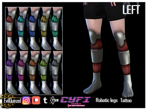 Sims 4 — CyFi - Robotic Legs Tattoo LEFT by EvilQuinzel — Robotic leg, left one. - Tattoo category; - Female and male; -