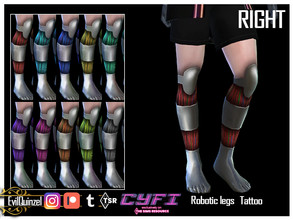 Sims 4 — CyFi - Robotic Legs Tattoo RIGHT by EvilQuinzel — Robotic leg, right one. - Tattoo category; - Female and male;