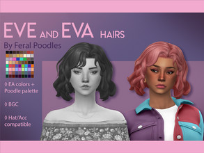 Sims 4 — Eva Hair by feralpoodles — A short, fluffy, cute little curly bob! This is the SECOND hair (right) in the