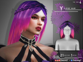 Sims 4 — Yilisse Hair by Mazero5 — Shoulder length layer hair with braids Two tone color and plain included 21 Swatches