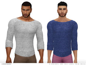 Sims 4 — Rocky - Men's Sweater by CherryBerrySim — Designer inspired cotton sweater with mid-length sleeves for male