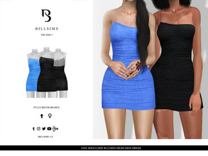 Sims 3 — One Shoulder Ruched Mesh Mini Dress by Bill_Sims — This dress features a mesh material with a ruched design and