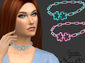 Sims 4 — Spring flower choker by Natalis — Spring flower chain choker. 7 color options. Female teen-elder. HQ mod