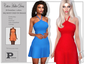 Sims 4 — Cotton Halter Dress by pizazz — Cotton Halter Dress for your sims 4 games. The dress is stylish and modern great
