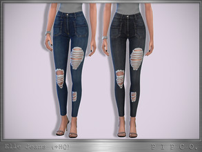 Sims 4 — Elle Jeans (Ripped). by Pipco — Ripped jeans in 3 colors. Base Game Compatible New Mesh All Lods HQ Compatible