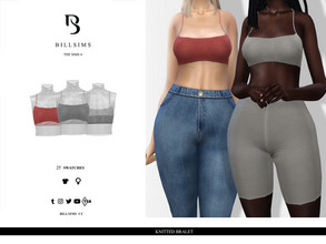 Sims 4 — Knitted Bralet by Bill_Sims — This top features a knitted material with thin shoulder straps and a cropped