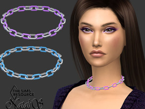 Sims 4 — Acrylic link metal chain by Natalis — Acrylic link metal chain. 9 color options. Female teen-elder. HQ mod