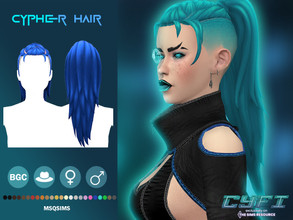 Sims 4 — CyFi Cypher Hair by MSQSIMS — This Maxis Match Cyberpunk hair with a long Ponytail is suitable for female and