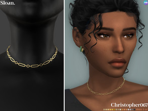 Sims 4 — Sloan Necklace by christopher0672 — This is an elegant oval and circle chain short-length necklace. Pairs with