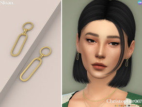 Sims 4 — Sloan Earrings by christopher0672 — This is an elegant pair of oval and circle chain dangle earrings. 8 Colors