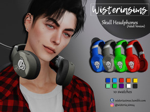 Sims 4 — Skull Headphones  by WisteriaSims — **TEEN TO ELDER **NEW MESH - Necklace Category - 10 swatches - Base Game