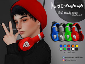 Sims 4 — Skull Headphones (Kids Ver.) by WisteriaSims — **FOR KID'S **NEW MESH - Necklace Category - 10 swatches - Base