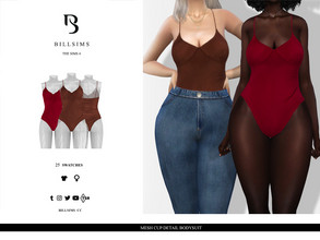 Sims 4 — Mesh Cup Detail Bodysuit by Bill_Sims — This bodysuit features a mesh material with a structured cup design and