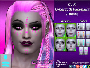 Sims 4 — Cy-Fi - Cybergoth Facepaint (Blush) by PinkyCustomWorld — Colorful facepaint inspired by the cybergoth style. It