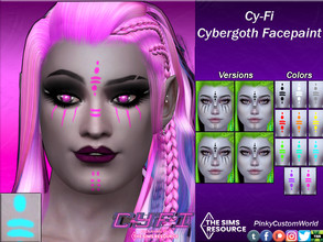 Sims 4 — Cy-Fi - Cybergoth Facepaint (Set) by PinkyCustomWorld — Colorful facepaint inspired by the cybergoth style. It