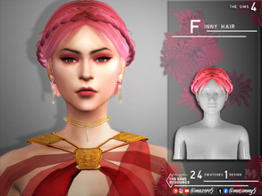 Sims 4 — Finny Hair by Mazero5 — Tie back with braids short hair 24 Swatches to choose from Two tone and plain ones