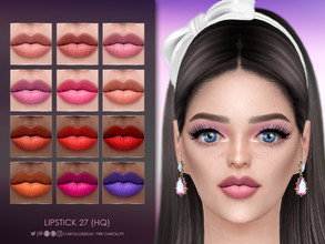 Sims 4 — Lipstick 27 (HQ)  by Caroll912 — A 12-swatch soft matte lipstick in light and dark shades of orange, red, pink,