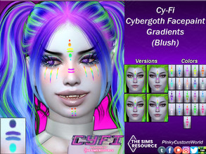 Sims 4 — Cy-Fi - Cybergoth Facepaint Gradients (Blush) by PinkyCustomWorld — Colorful facepaint inspired by the cybergoth