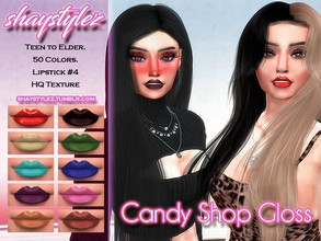 Sims 4 — Candy Shop Gloss by shaystylez — 50 Swatches Teen to Elder Lipstick Category HQ Textures Custom Thumbnail If you