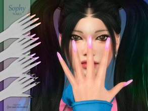 Sims 4 — Sophy Nails by Suzue — -New Mesh (Suzue) -14 Swatches -For Female (Teen to Elder) -Nails Category -HQ Compatible