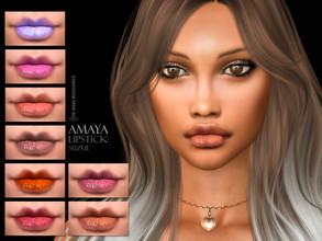 Sims 4 — Amaya Lipstick N37 by Suzue — -15 Swatches -For Female and Male (Teen to Elder) -HQ Compatible