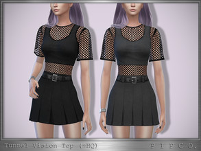 Sims 4 — Tunnel Vision Top II by Pipco — A mesh top in 10 swatches. 2 different layering options - tank top over or under
