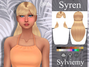 Sims 4 — Syren Hairstyle by Sylviemy — Long Straight Hair with Bangs New Mesh Maxis Match All Lods Base Game Compatible